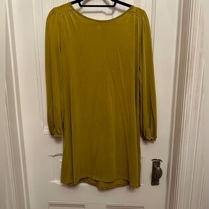 Emory Park Chartreuse Soft Jersey Swing Dress with balloon sleeves